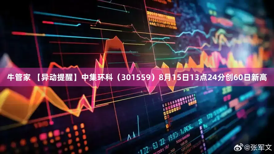 牛管家 【异动提醒】中集环科（301559）8月15日13点24分创60日新高